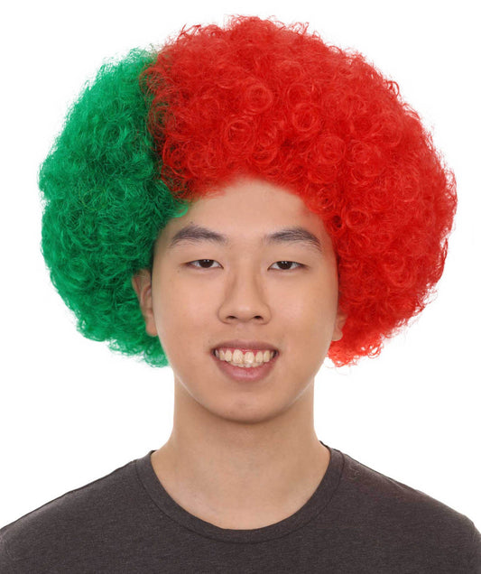 Portugal Sport Afro Fun Wig | Red Green Halloween Wig