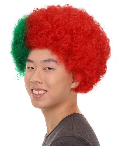 Portugal Sport Afro Fun Wig | Red Green Halloween Wig