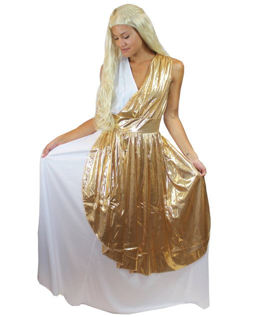 Women's Greek Goddess Angel Costume |  White & Gold Fancy Costume