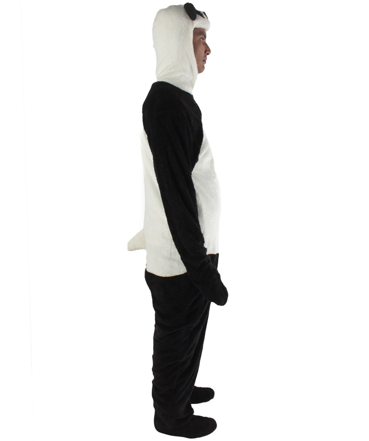 Men's Black and White Straight Long Jumpsuit Panda Costume Bundle