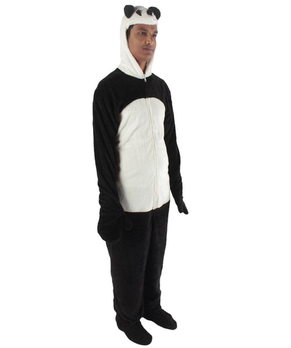 Men's Black and White Straight Long Jumpsuit Panda Costume Bundle