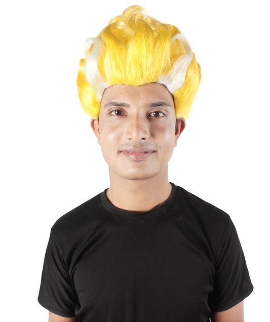 Lt. Yellow & Mixed White Superhero Halloween Doctor Wig