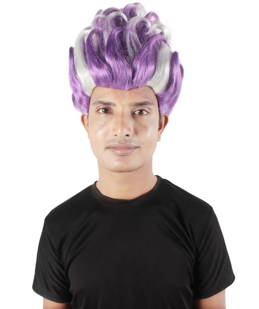 Dk Purple & Mixed White Superhero Halloween Doctor Wig