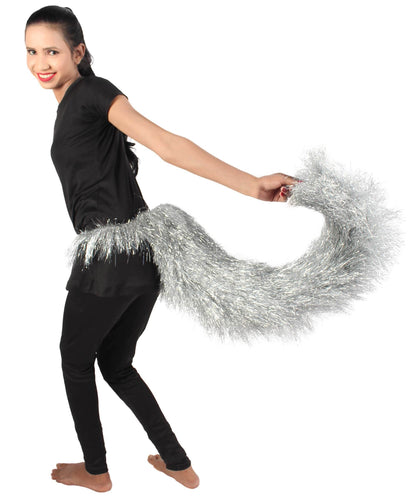 Silver Fluffy Bushy Animal Tail