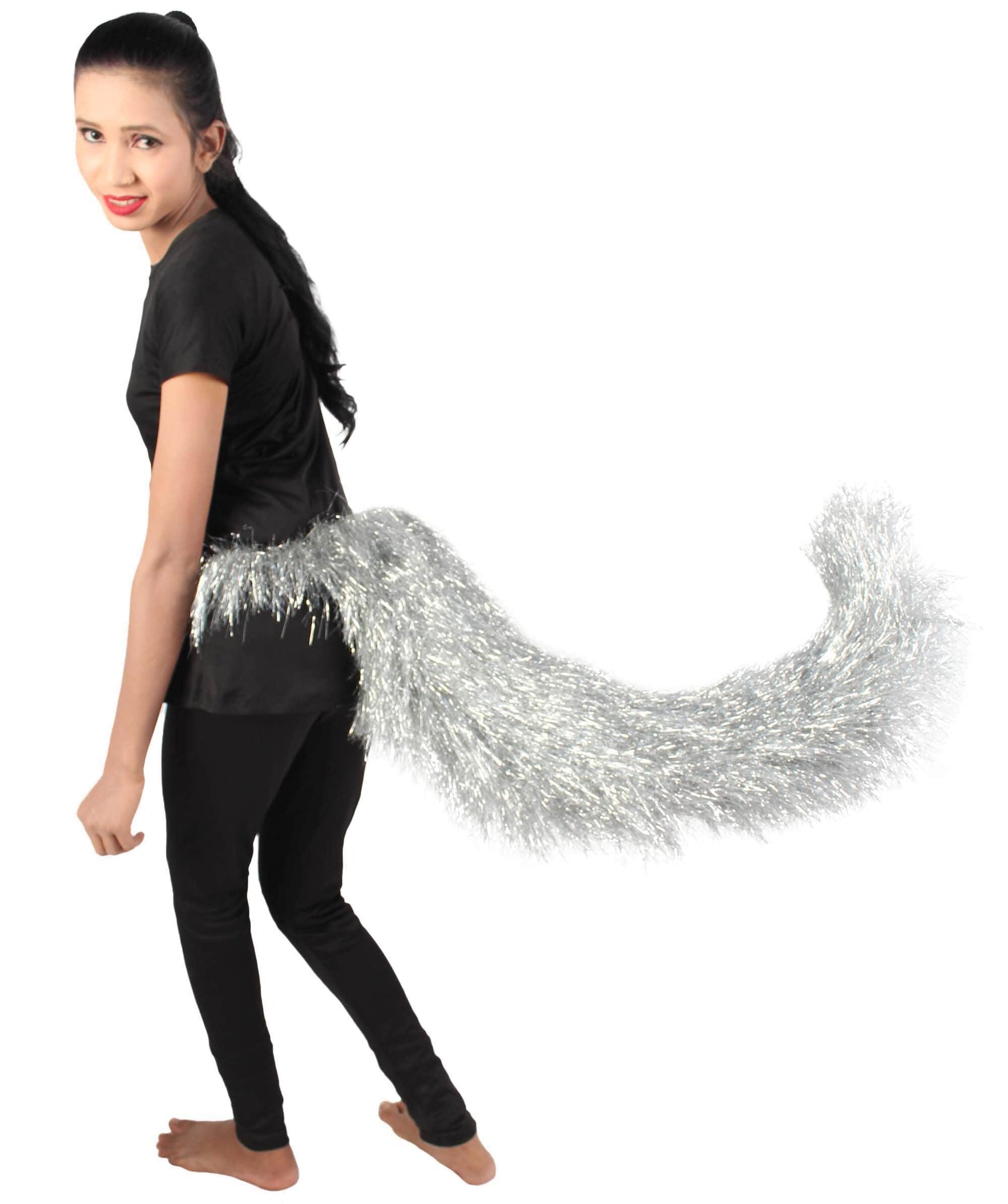 Silver Fluffy Bushy Animal Tail