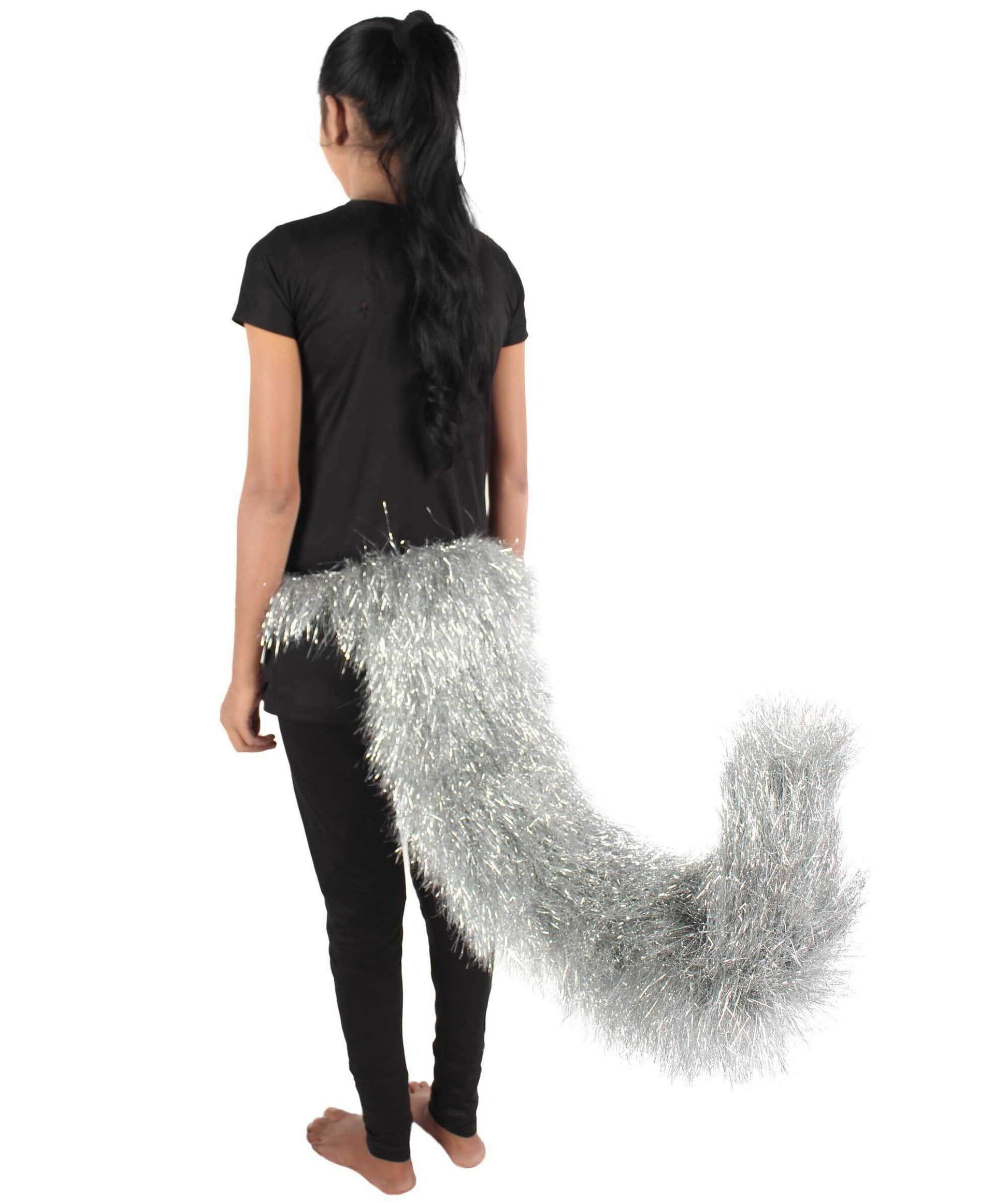 Silver Fluffy Bushy Animal Tail