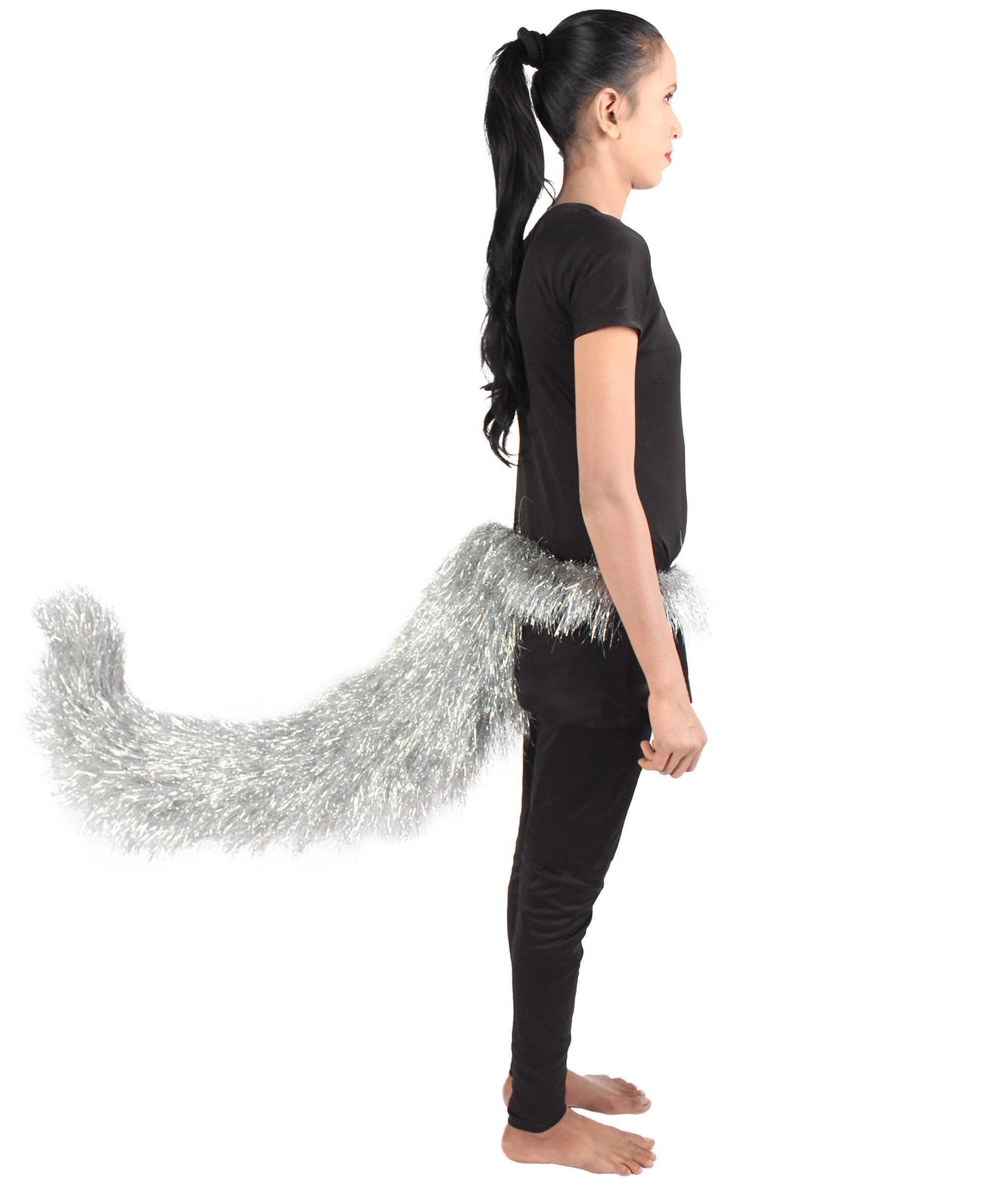 Silver Fluffy Bushy Animal Tail