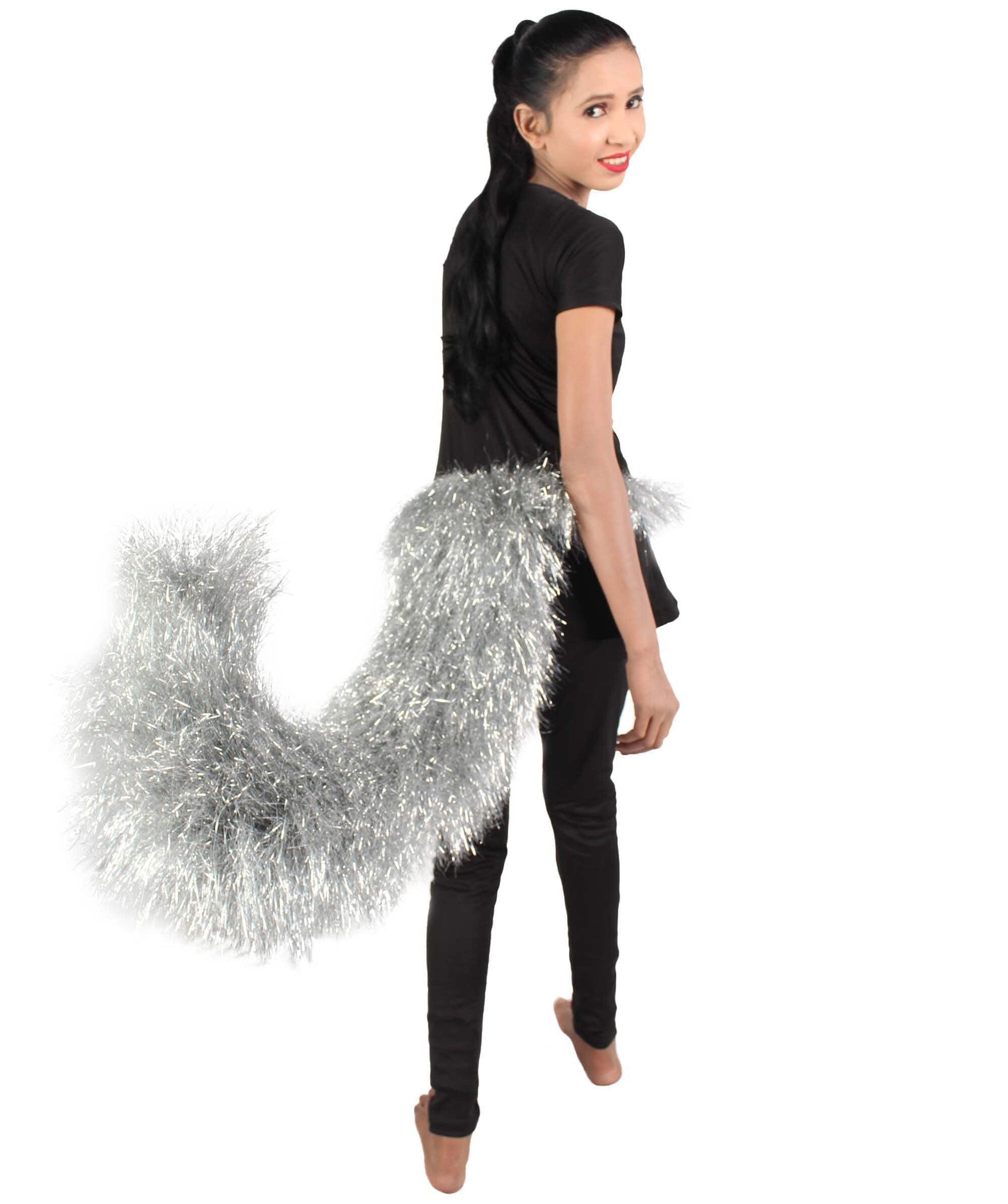 Silver Fluffy Bushy Animal Tail