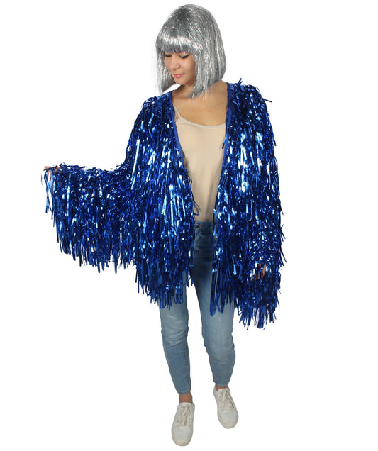 Blue Tinsel Unisex Festival Carnival Thick Tinsel Jacket