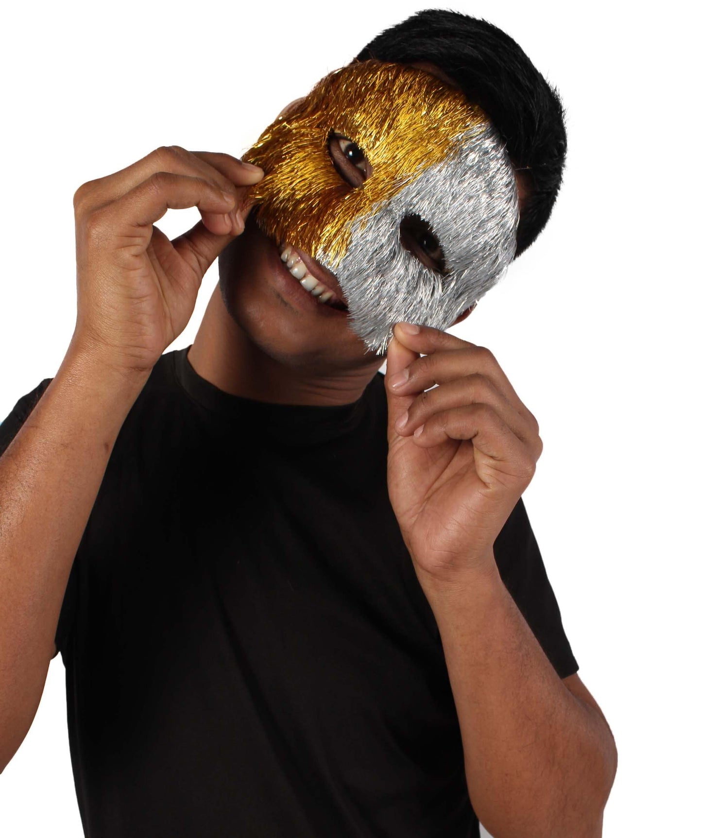 Gold & Silver Tinsel Unisex Cosplay Ball Party Carnival Eye Mask