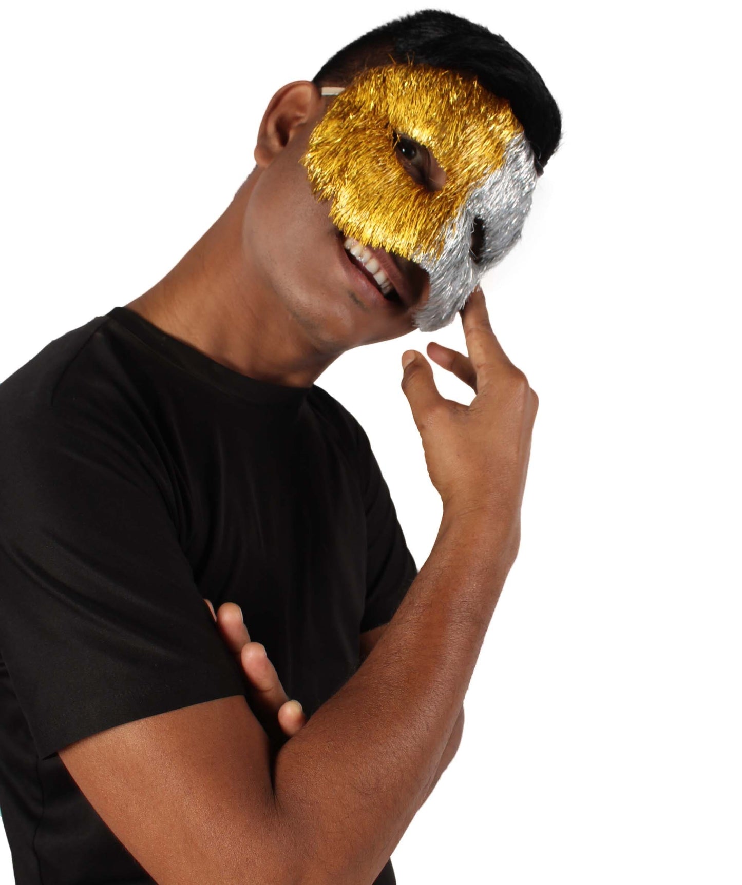 Gold & Silver Tinsel Unisex Cosplay Ball Party Carnival Eye Mask