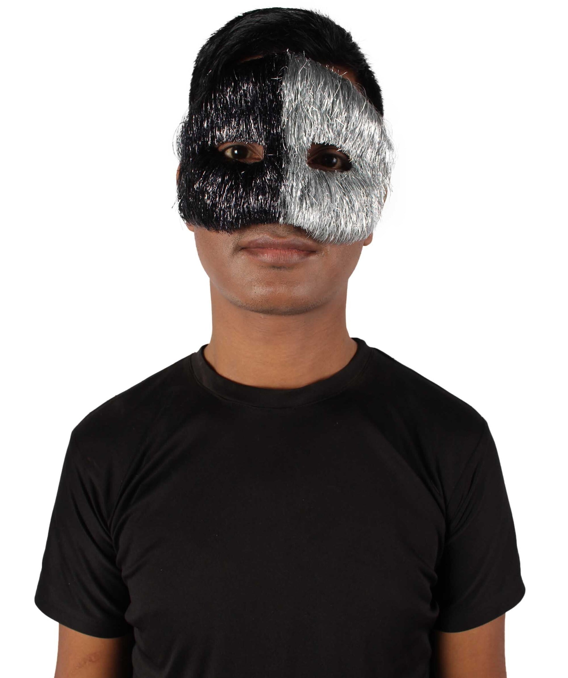 Black & Silver Tinsel Unisex Cosplay Ball Party Carnival Eye Mask