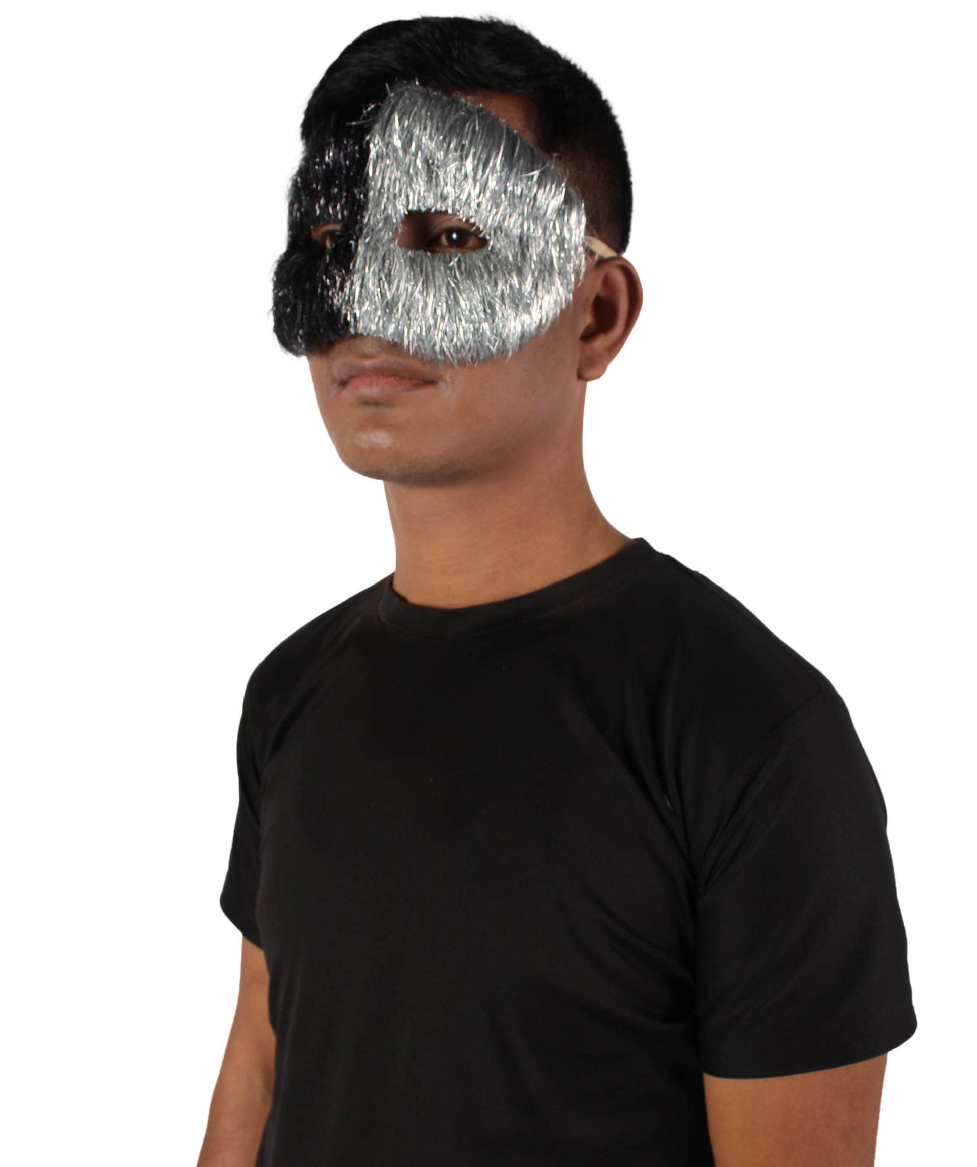 Black & Silver Tinsel Unisex Cosplay Ball Party Carnival Eye Mask
