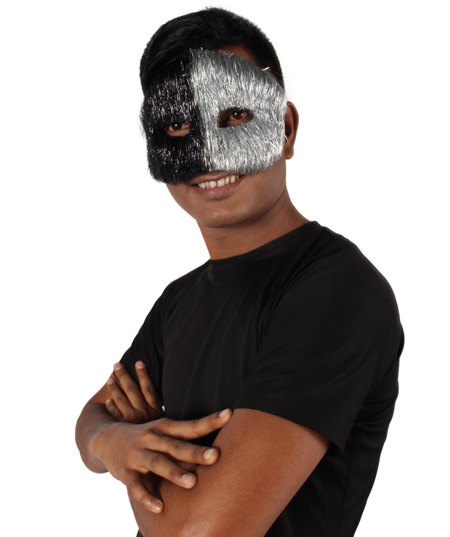 Black & Silver Tinsel Unisex Cosplay Ball Party Carnival Eye Mask