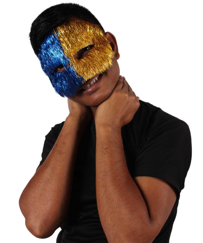 Gold & Blue Tinsel Unisex Cosplay Ball Party Carnival Eye Mask
