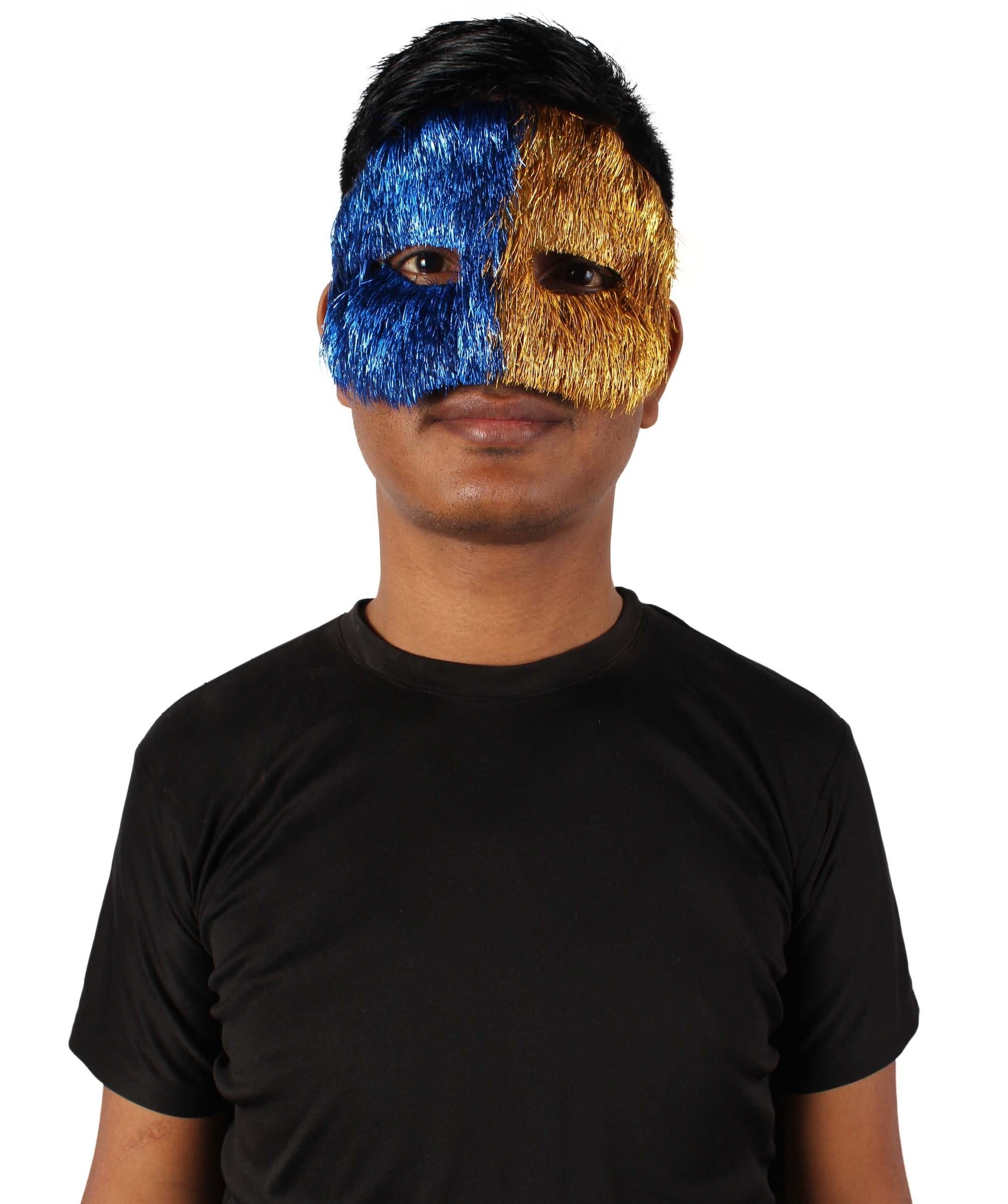 Gold & Blue Tinsel Unisex Cosplay Ball Party Carnival Eye Mask