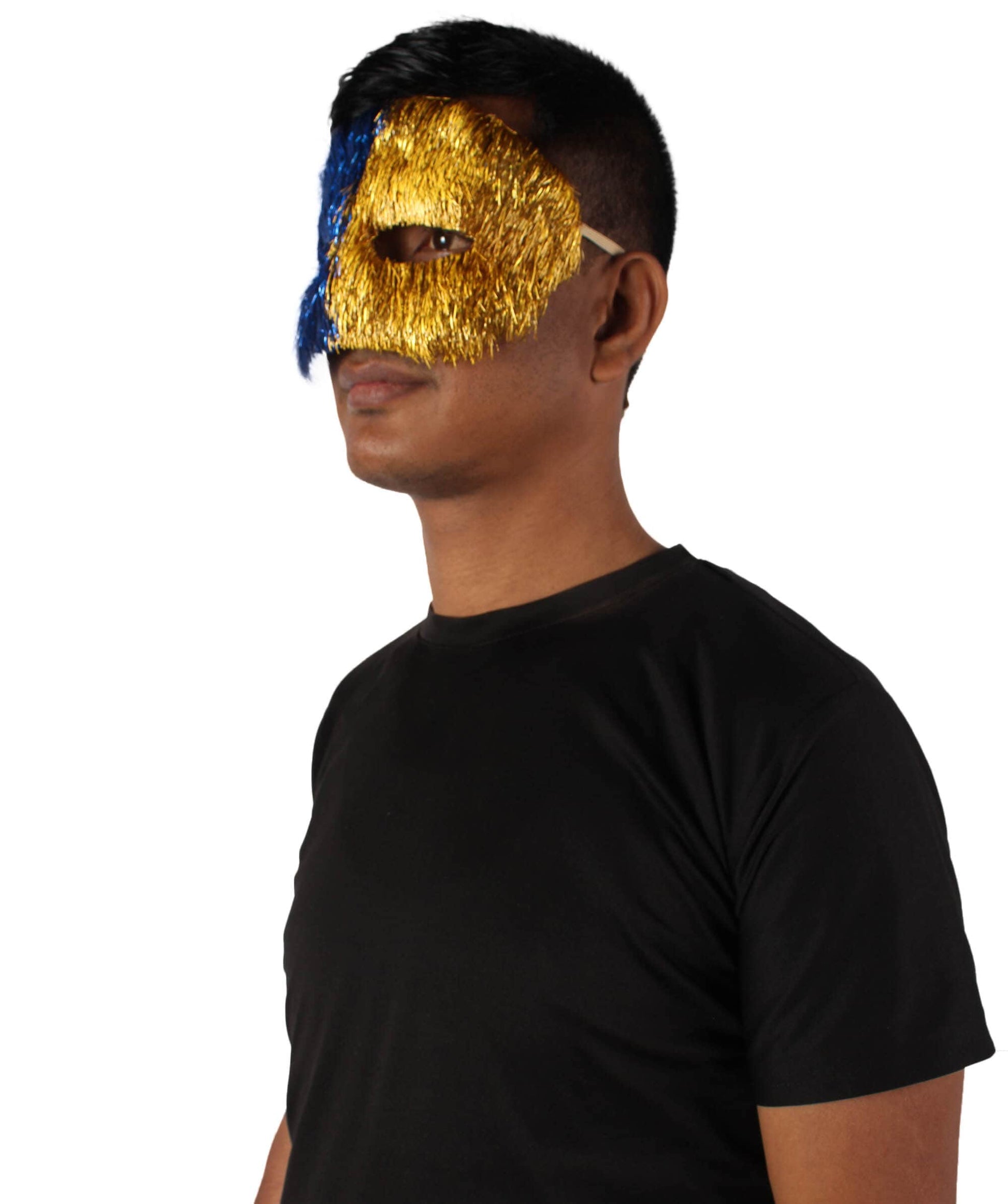 Gold & Blue Tinsel Unisex Cosplay Ball Party Carnival Eye Mask