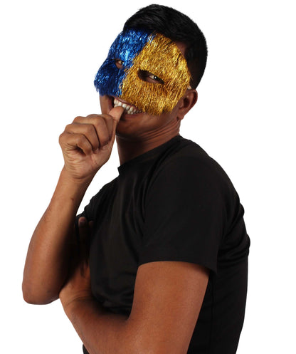 Gold & Blue Tinsel Unisex Cosplay Ball Party Carnival Eye Mask