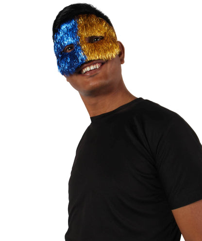 Gold & Blue Tinsel Unisex Cosplay Ball Party Carnival Eye Mask