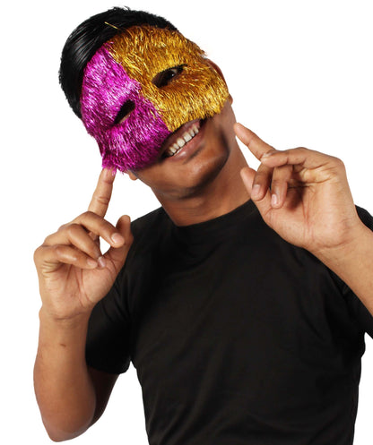 Purple & Gold Tinsel Unisex Cosplay Ball Party Carnival Eye Mask