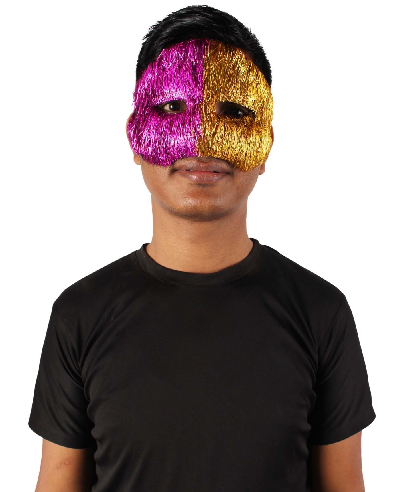 Purple & Gold Tinsel Unisex Cosplay Ball Party Carnival Eye Mask
