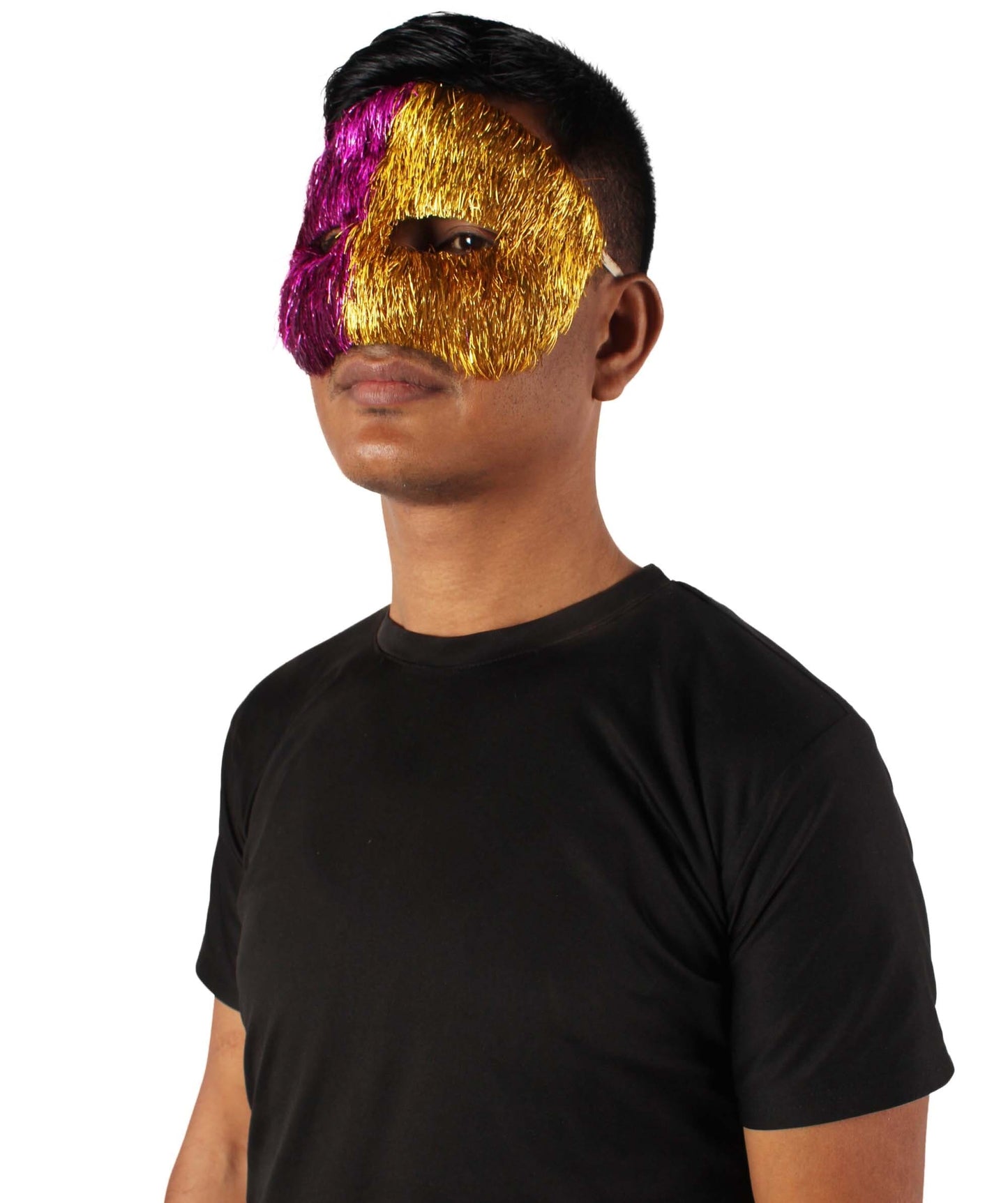 Purple & Gold Tinsel Unisex Cosplay Ball Party Carnival Eye Mask