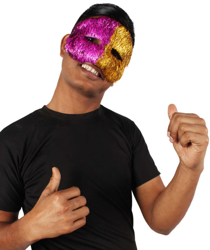 Purple & Gold Tinsel Unisex Cosplay Ball Party Carnival Eye Mask