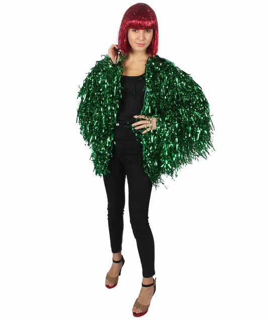 Green Tinsel Unisex Festival Carnival Thick Tinsel Jacket