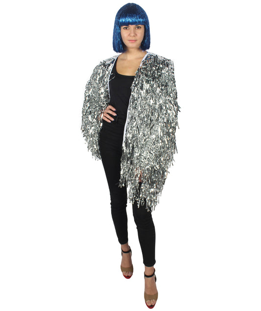 Silver Tinsel Unisex Festival Carnival Thick Tinsel Jacket