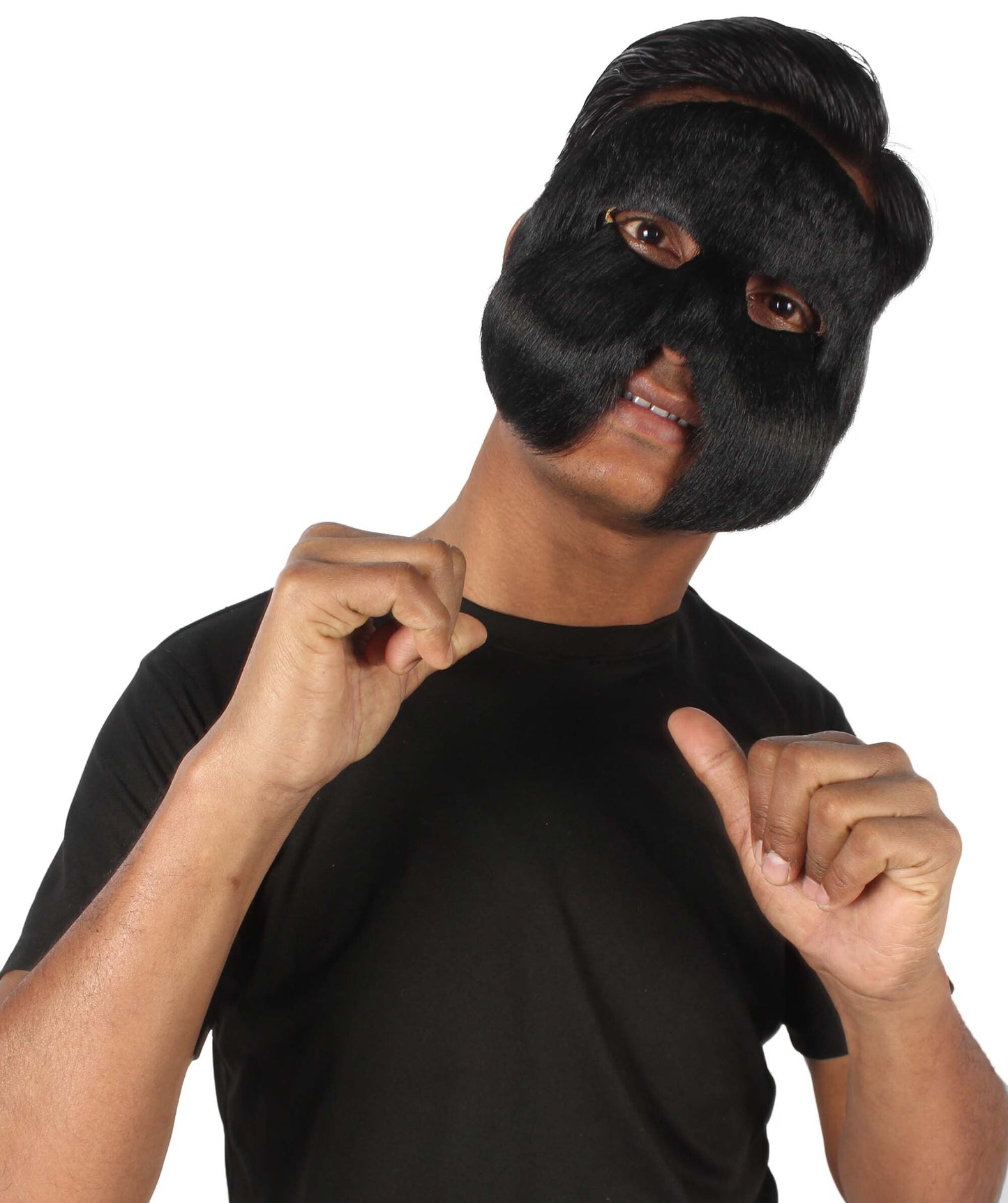 Black Unisex Cosplay Ball Party Carnival Eye Mask Medium & Large Lengths