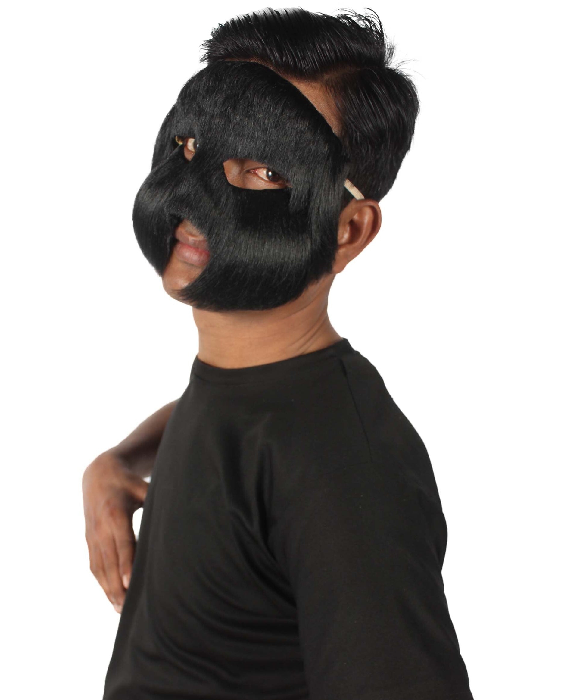 Black Unisex Cosplay Ball Party Carnival Eye Mask Medium & Large Lengths