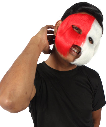 Red & White Unisex Cosplay Ball Party Carnival Eye Mask Medium & Large Lengths