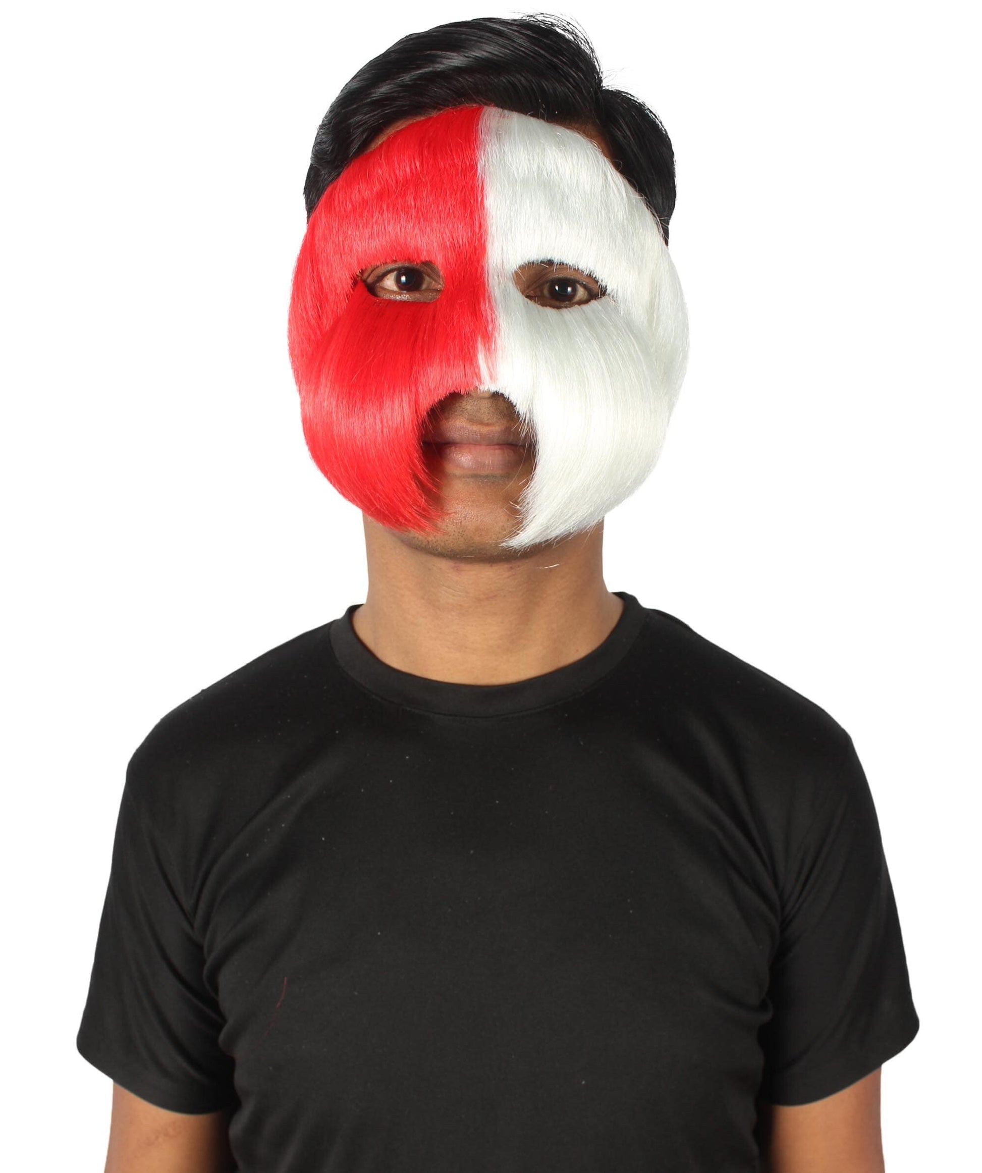Red & White Unisex Cosplay Ball Party Carnival Eye Mask Medium & Large Lengths
