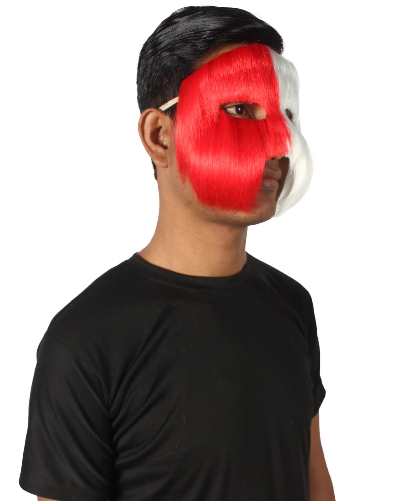 Red & White Unisex Cosplay Ball Party Carnival Eye Mask Medium & Large Lengths