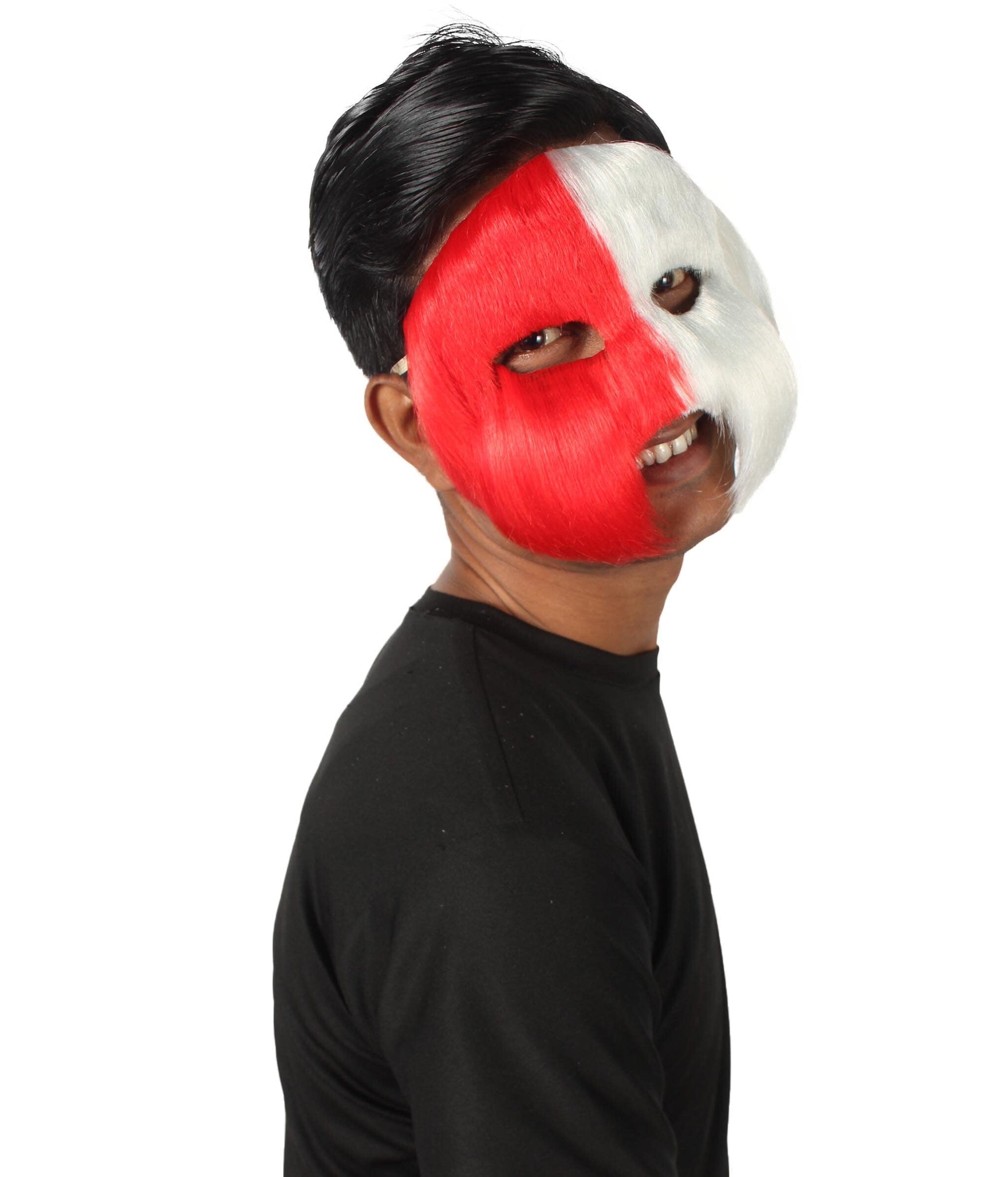 Red & White Unisex Cosplay Ball Party Carnival Eye Mask Medium & Large Lengths