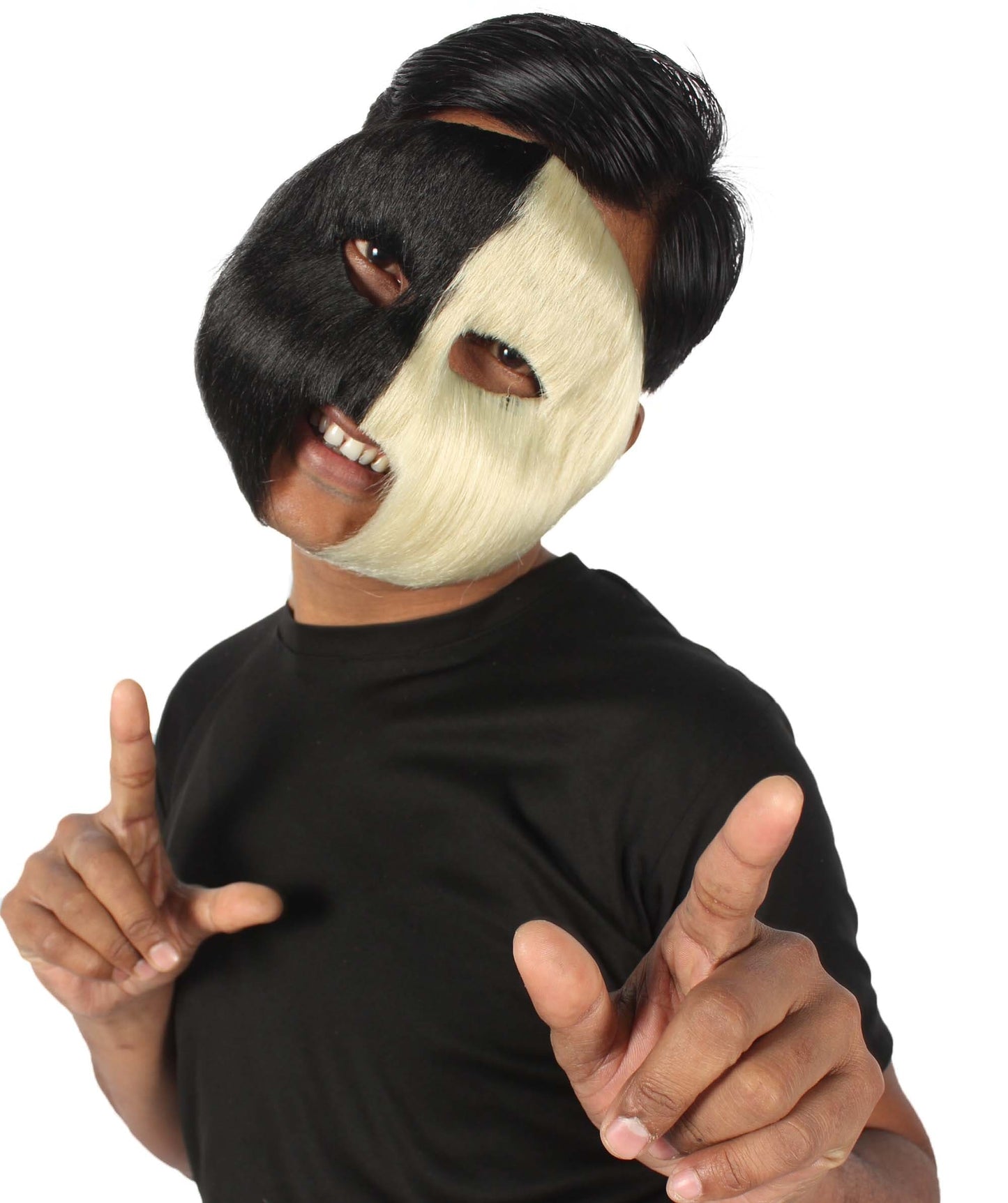 Blonde & Black Unisex Cosplay Ball Party Carnival Eye Mask Medium & Large Lengths