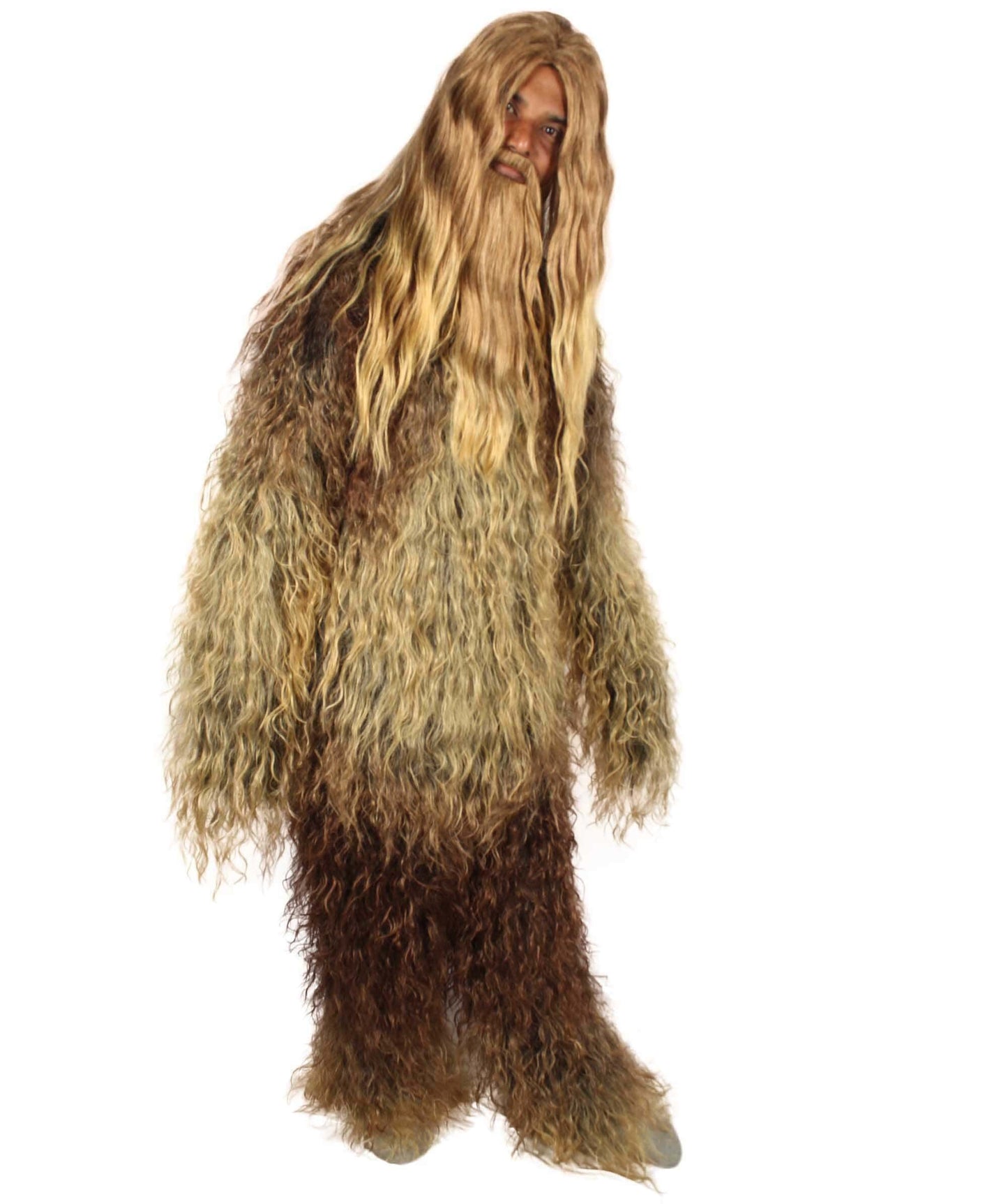 Brown Unisex Bigfoot Horror Wig with Mustache and Beard Bundle