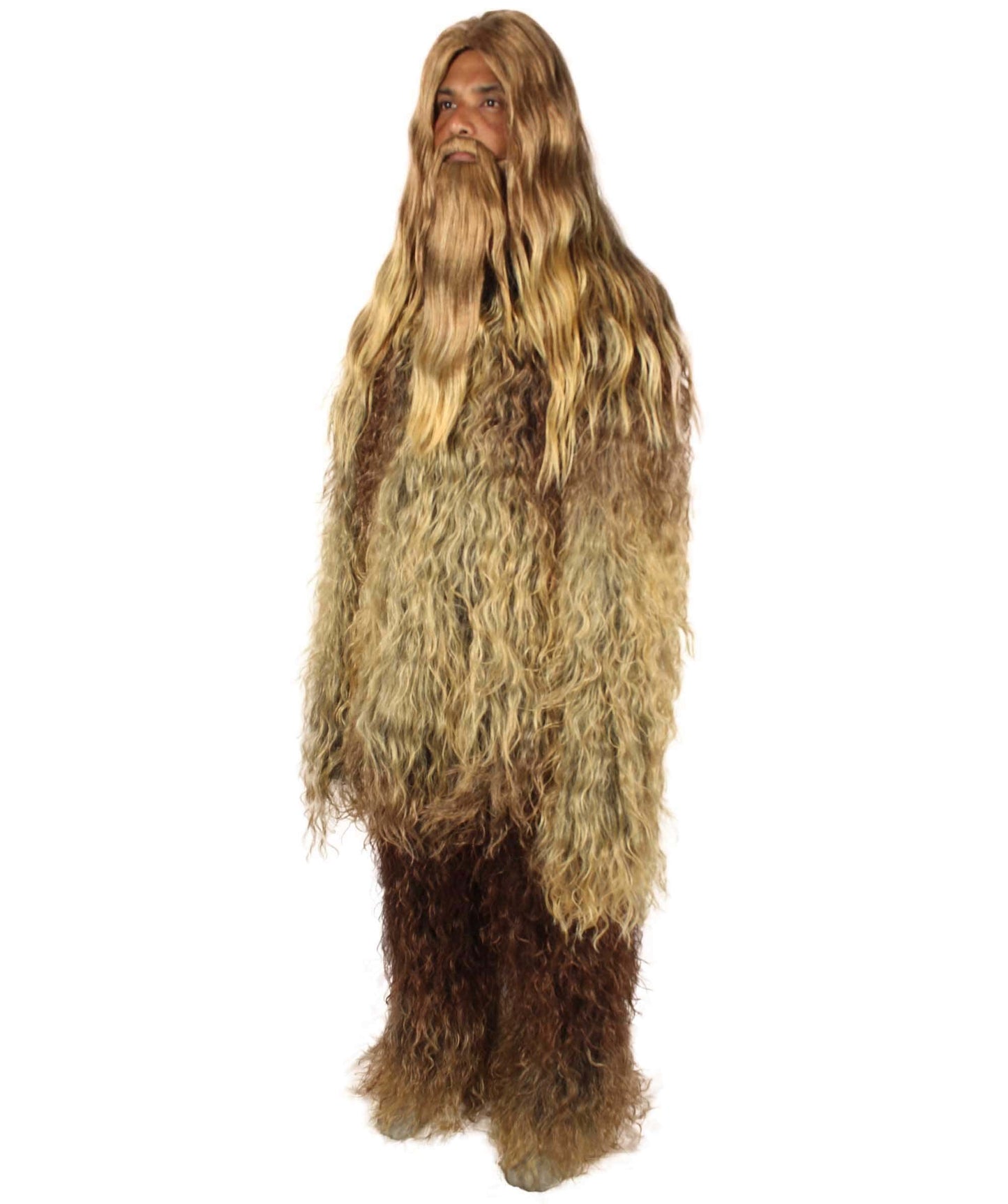 Brown Unisex Bigfoot Horror Wig with Mustache and Beard Bundle