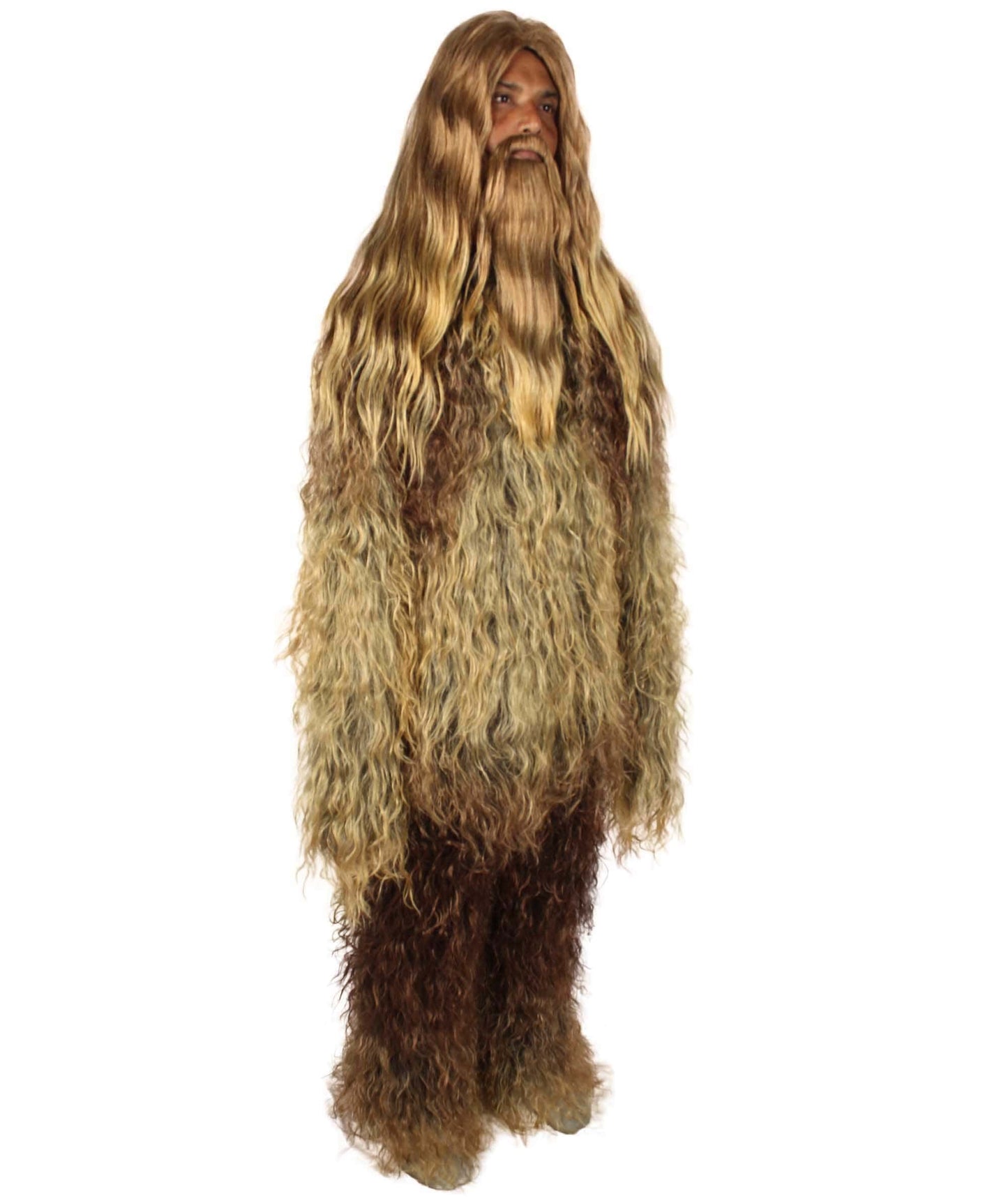 Brown Unisex Bigfoot Horror Wig with Mustache and Beard Bundle