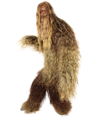 Brown Unisex Bigfoot Horror Wig with Mustache and Beard Bundle