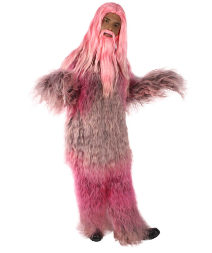 Pink Unisex Bigfoot Horror Wig with Mustache and Beard Bundle