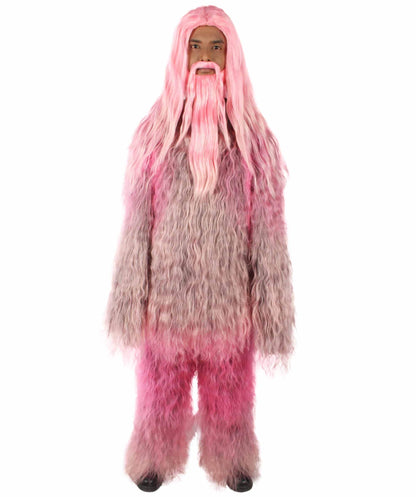 Pink Unisex Bigfoot Horror Wig with Mustache and Beard Bundle