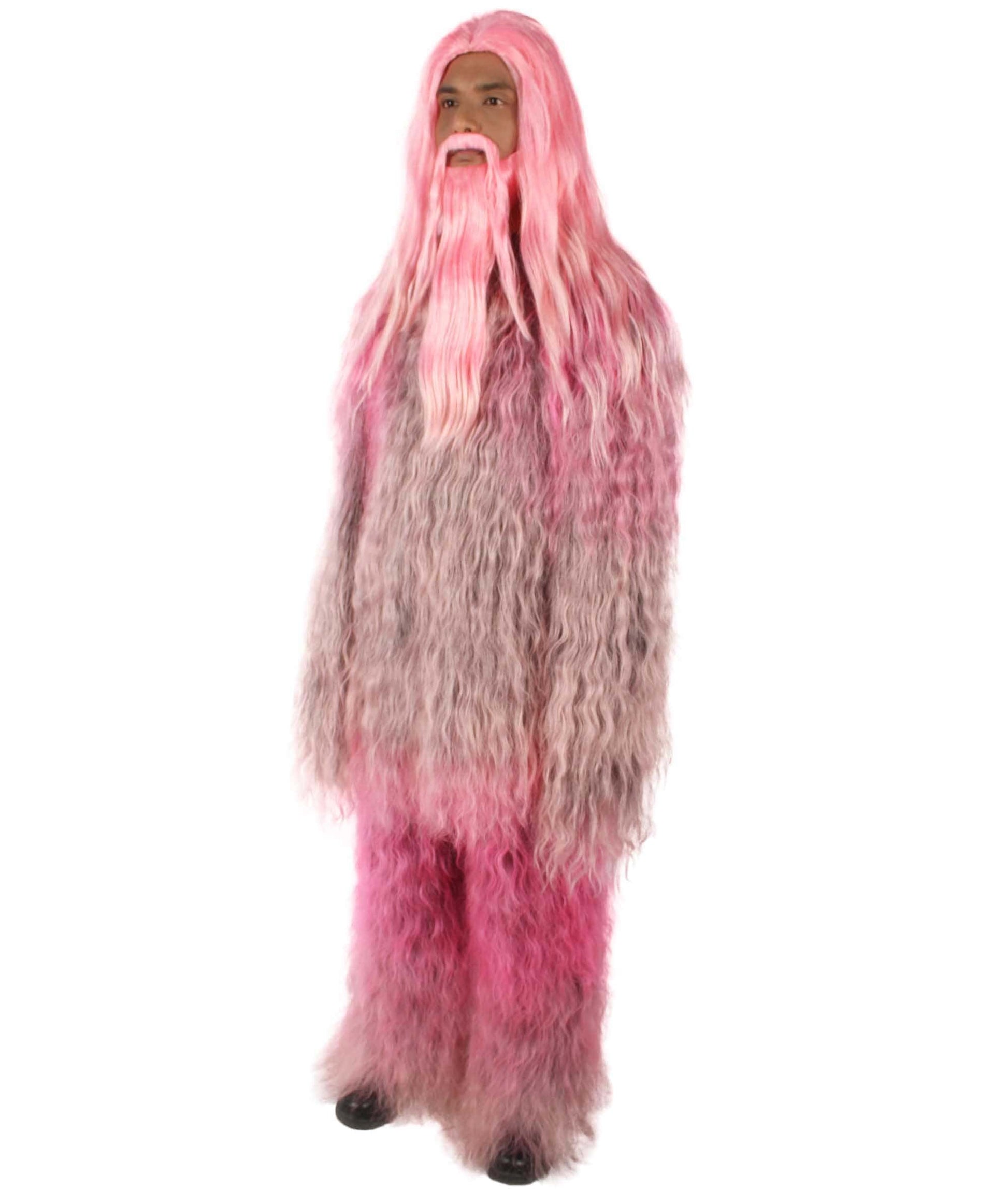 Pink Unisex Bigfoot Horror Wig with Mustache and Beard Bundle