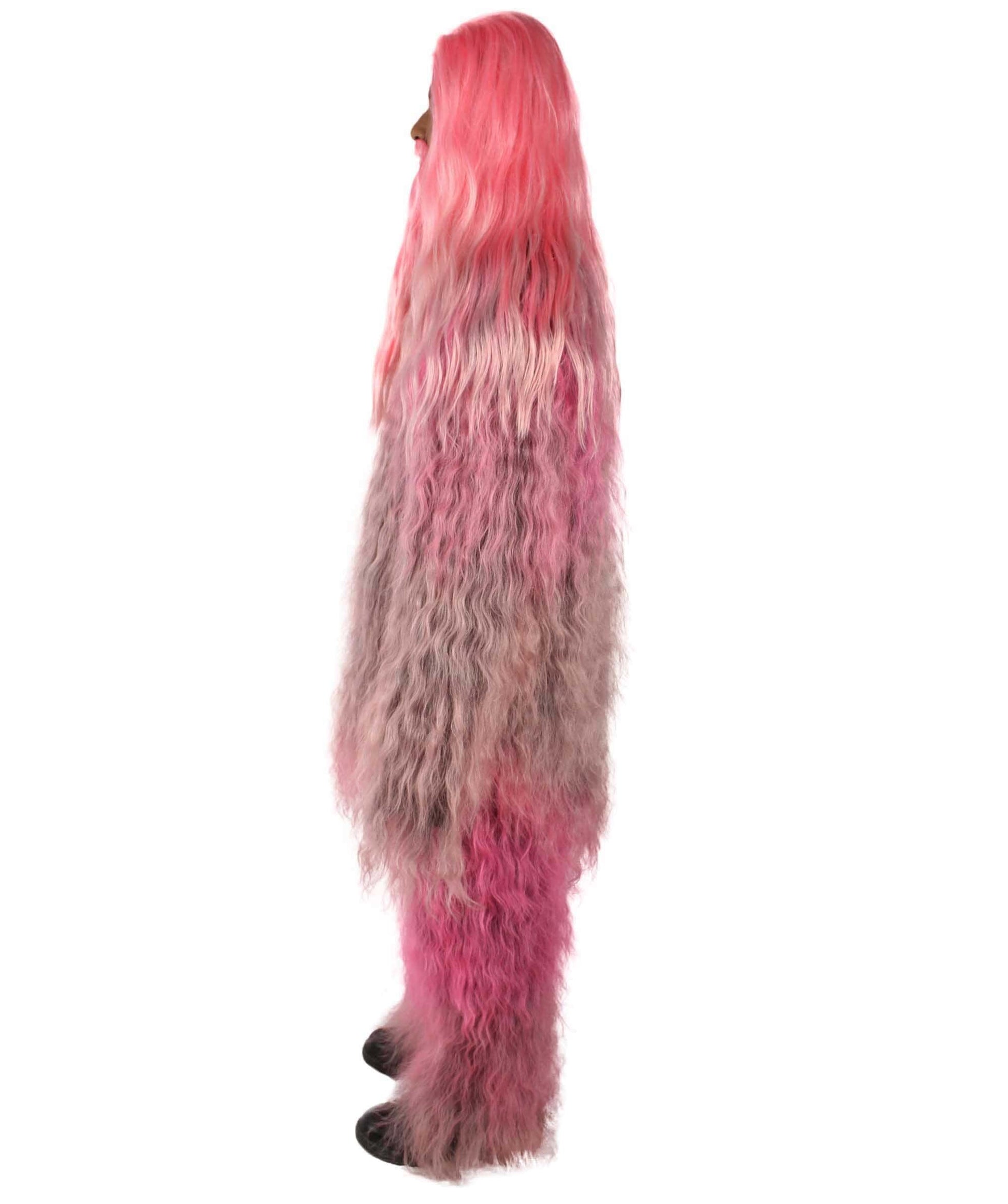 Pink Unisex Bigfoot Horror Wig with Mustache and Beard Bundle