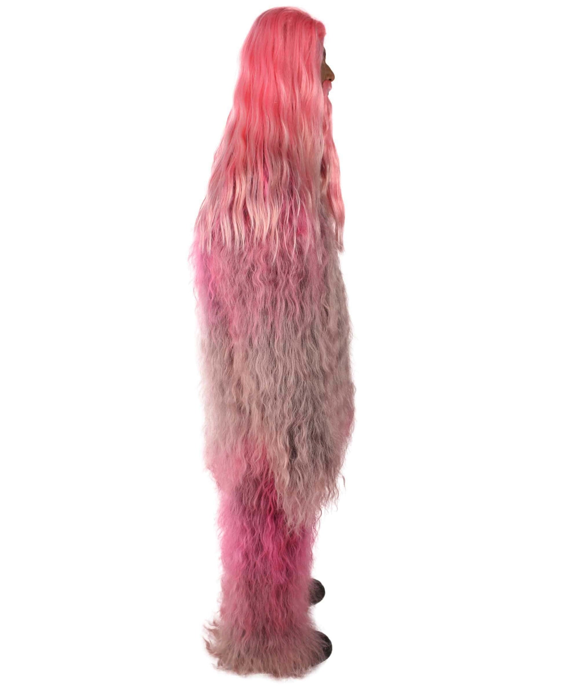 Pink Unisex Bigfoot Horror Wig with Mustache and Beard Bundle