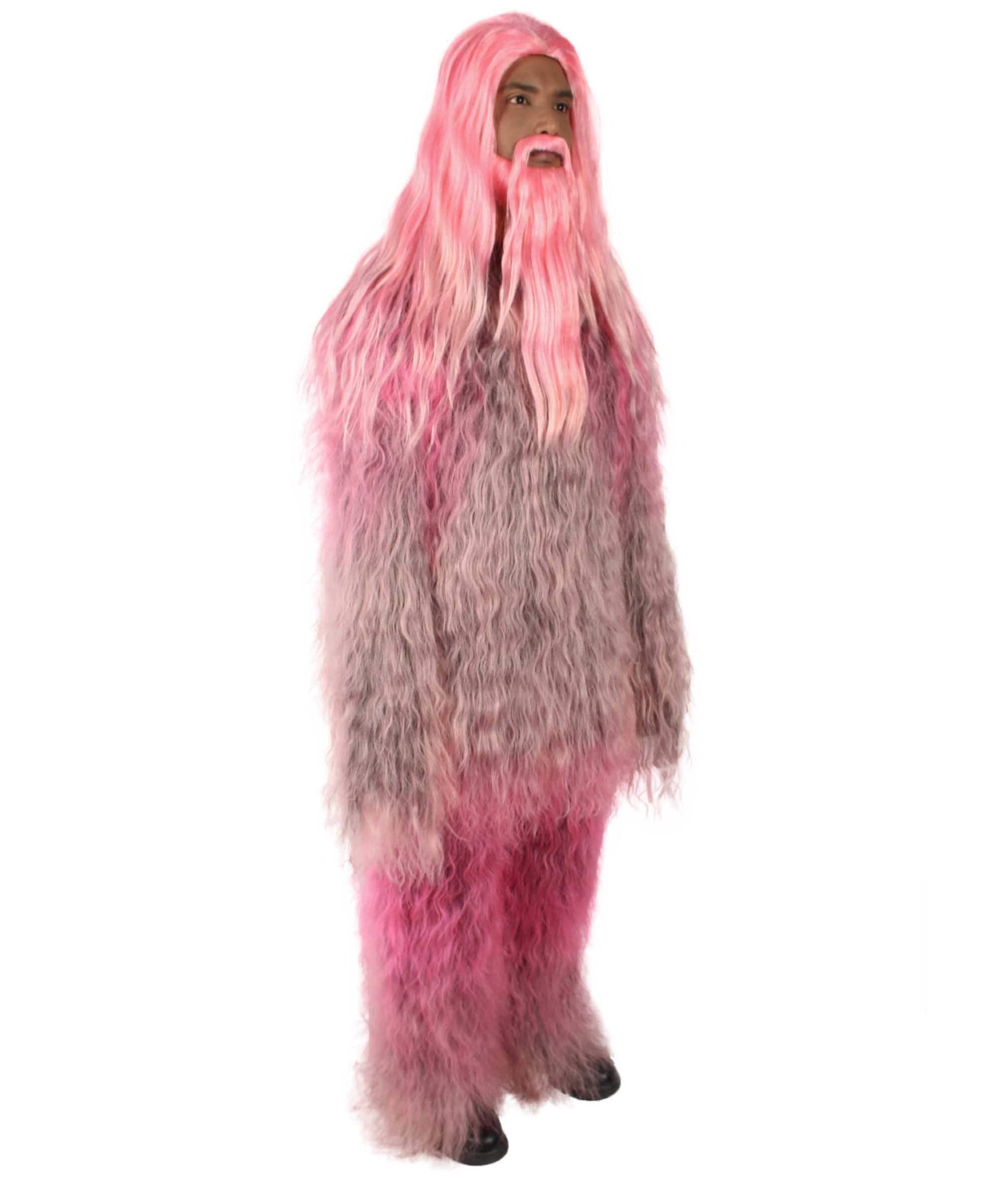 Pink Unisex Bigfoot Horror Wig with Mustache and Beard Bundle