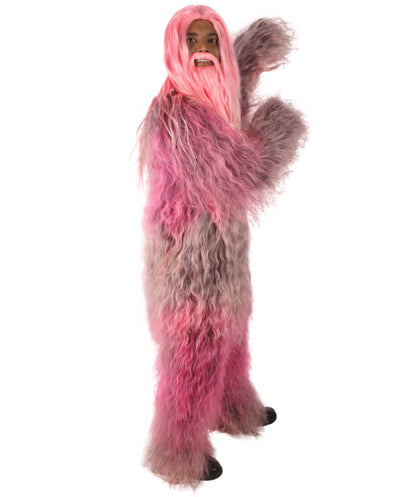 Pink Unisex Bigfoot Horror Wig with Mustache and Beard Bundle