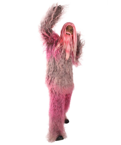 Pink Unisex Bigfoot Horror Wig with Mustache and Beard Bundle