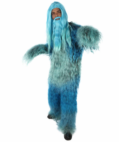 Blue Unisex Bigfoot Horror Wig with Mustache and Beard Bundle