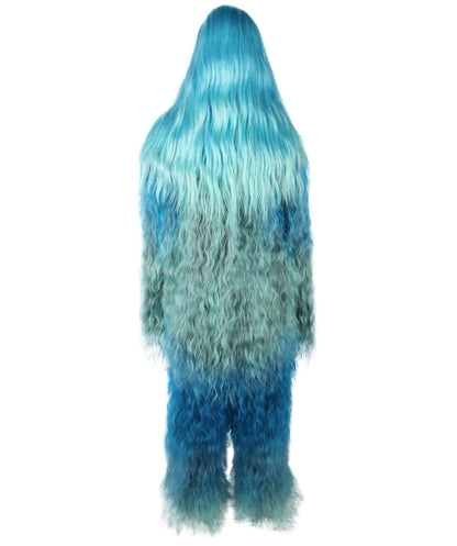 Blue Unisex Bigfoot Horror Wig with Mustache and Beard Bundle